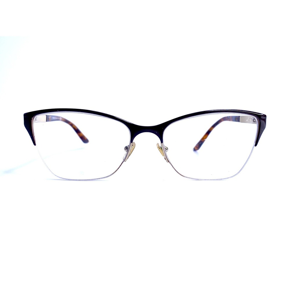 Versace Black Gold Cat Eye Half Rim Eyeglasses Italy MOD 1218 1344 53 17 140